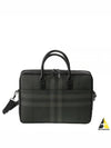 Check Print Leather Brief Case Charcoal - BURBERRY - BALAAN 2