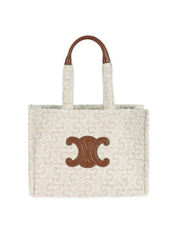 Textile Triomphe All Over Large Cabas Thais Tote Bag Natural Tan - CELINE - BALAAN 1