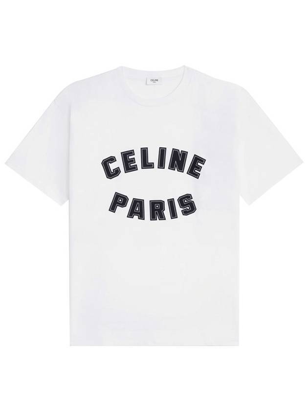 Paris Rouge Cotton Jersey Short Sleeve T-Shirt White - CELINE - BALAAN 1