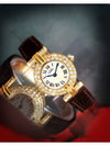 Clos Ivory Roman Dial Full Diamond Women s Leather Quartz Watch - CARTIER - BALAAN 2