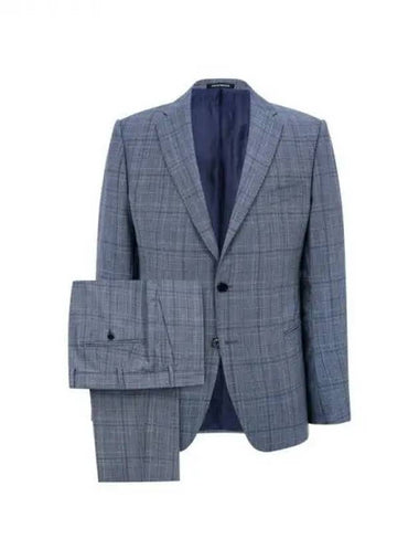 Men s glen check pattern wool suit navy 270099 - EMPORIO ARMANI - BALAAN 1