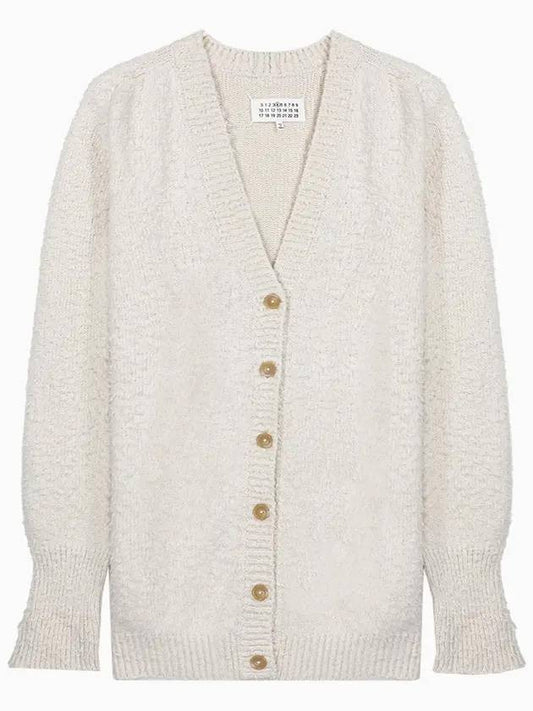 Stitch Texture Knit Cardigan Cream - MAISON MARGIELA - BALAAN.