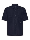 Linen Short Sleeve Shirt Navy - CP COMPANY - BALAAN 2