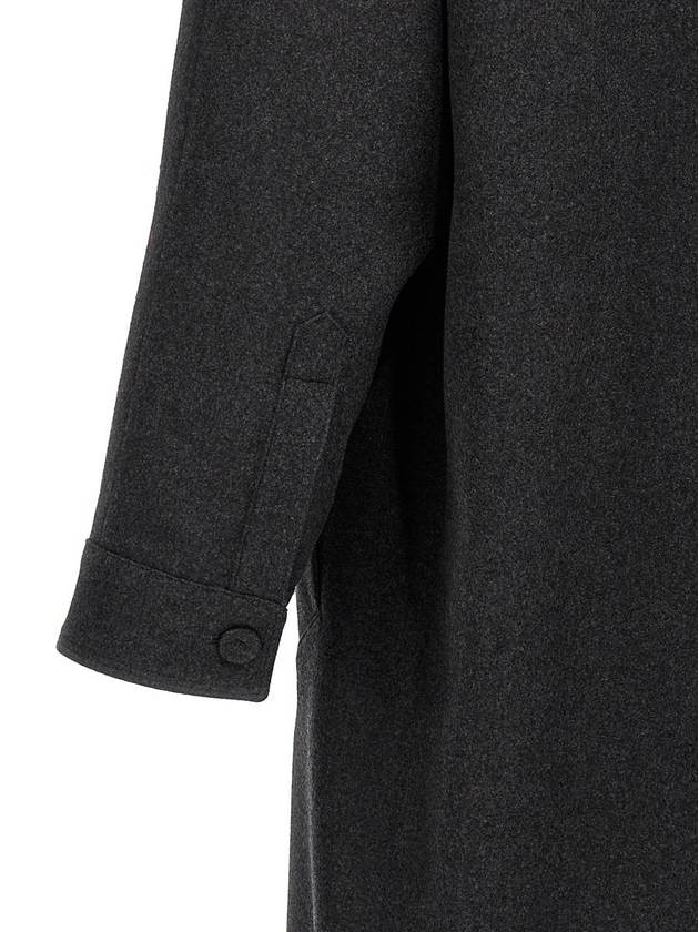 Pocket Wool Single Coat Grey - FENDI - BALAAN 5