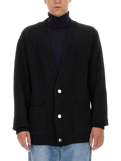 Back Logo Wool Jacquard Cardigan Black - BALMAIN - BALAAN 2