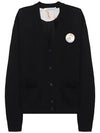 Oly Flower Fox Patch Classic Cardigan Black - MAISON KITSUNE - BALAAN 1