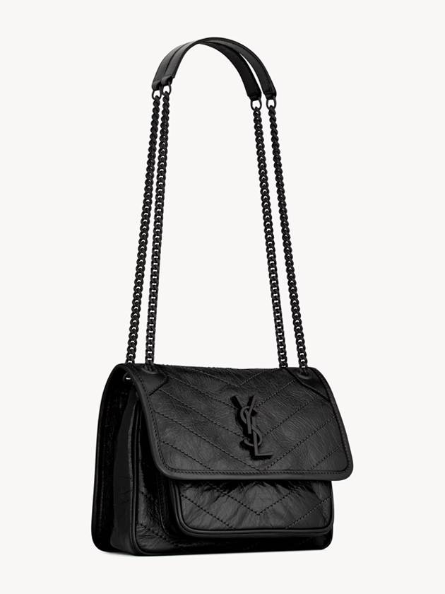 Crinkle Vintage Leather Monogram Nikki Bag Baby Black Chain 633185 - SAINT LAURENT - BALAAN 5