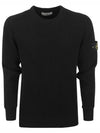 Wappen Patch Crew Neck Ribbed Wool Knit Top Black - STONE ISLAND - BALAAN 2