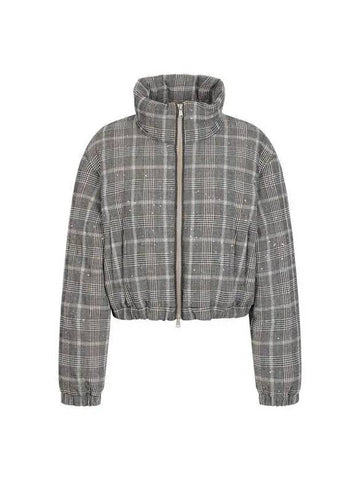 Women s Glitter Check Goose Down Crop Jacket Dark Brown 271429 - BRUNELLO CUCINELLI - BALAAN 1