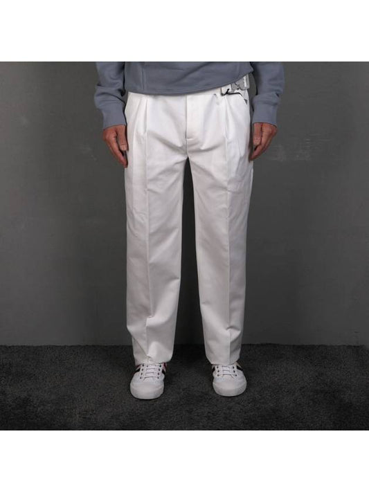 Metal Snap Buckle Belt Slacks White - DIOR - BALAAN 1