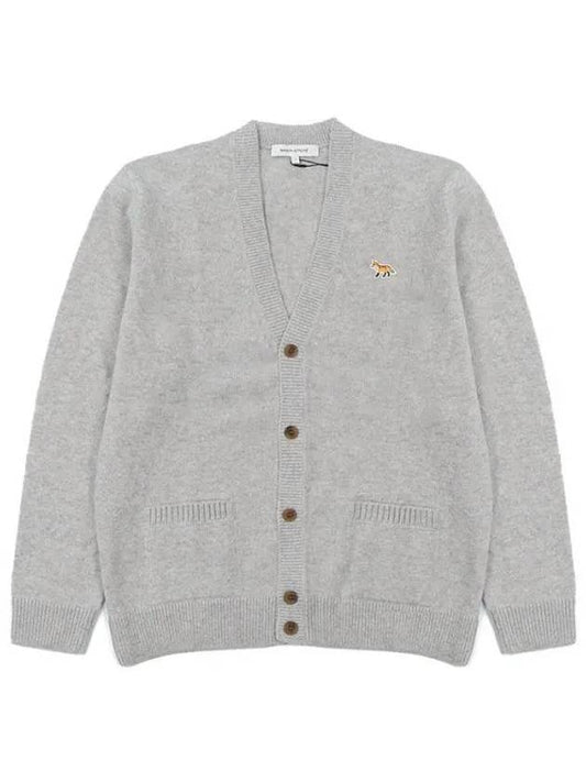 Baby Fox Patch V-neck Cardigan Light Grey - MAISON KITSUNE - BALAAN 2