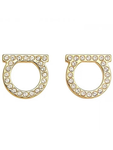 Gancini Crystal Large Earrings Gold - SALVATORE FERRAGAMO - BALAAN 1