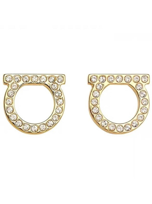 Gancini Crystal Large Earrings Gold - SALVATORE FERRAGAMO - BALAAN 1