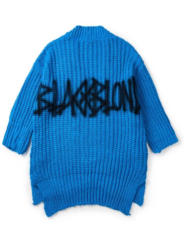 BBD Graffiti Logo Draped Flow Knit Cardigan Blue - BLACKBLOND - BALAAN 1