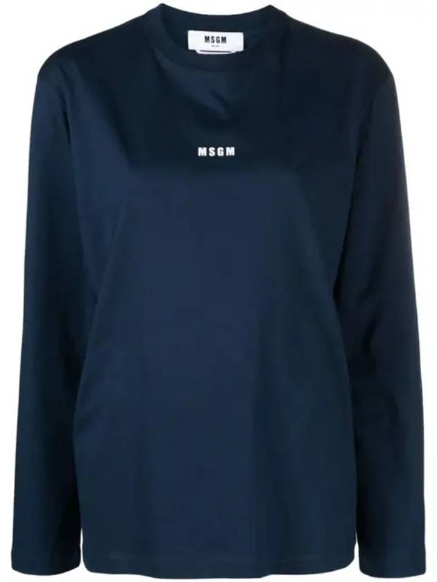 Micro Logo Long Sleeve T-Shirt Navy - MSGM - BALAAN 2