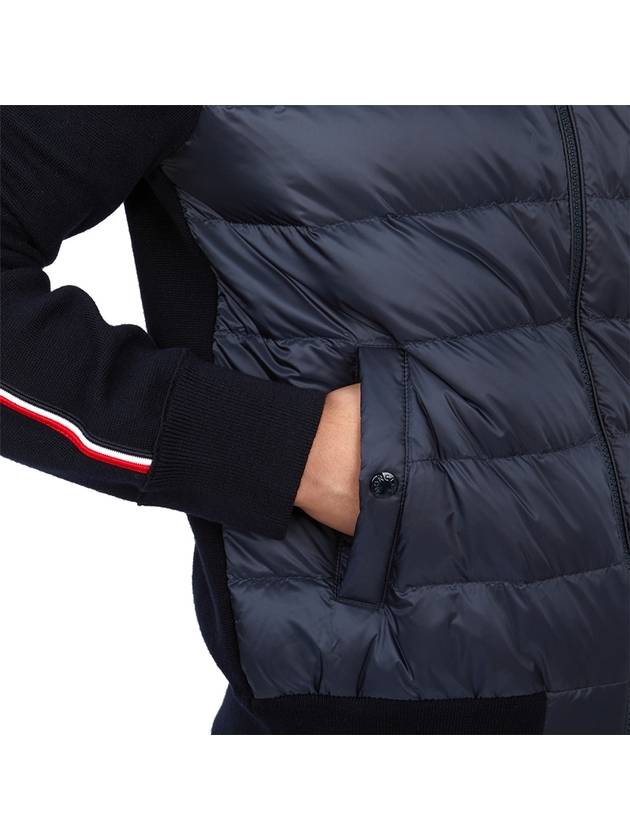 Quilted Wool Cardigan Navy - MONCLER - BALAAN 9