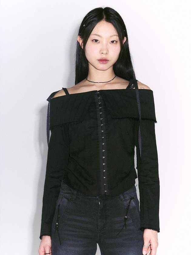 Hook Off Shoulder Blouse Black - GYEOL - BALAAN 2