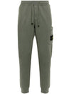 Compass Patch Cotton Jersey Track Pants Dark Green - STONE ISLAND - BALAAN 2