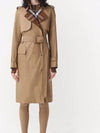 Women's Check Panel Gabardine Trench Coat Beige - BURBERRY - BALAAN 4