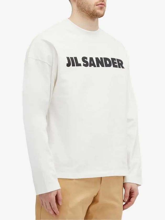 Logo Print Cotton Long Sleeve T-Shirt White - JIL SANDER - BALAAN 5