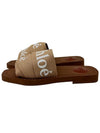 Woody Logo Canvas Strap Flat Mule Slippers Beige - CHLOE - BALAAN.