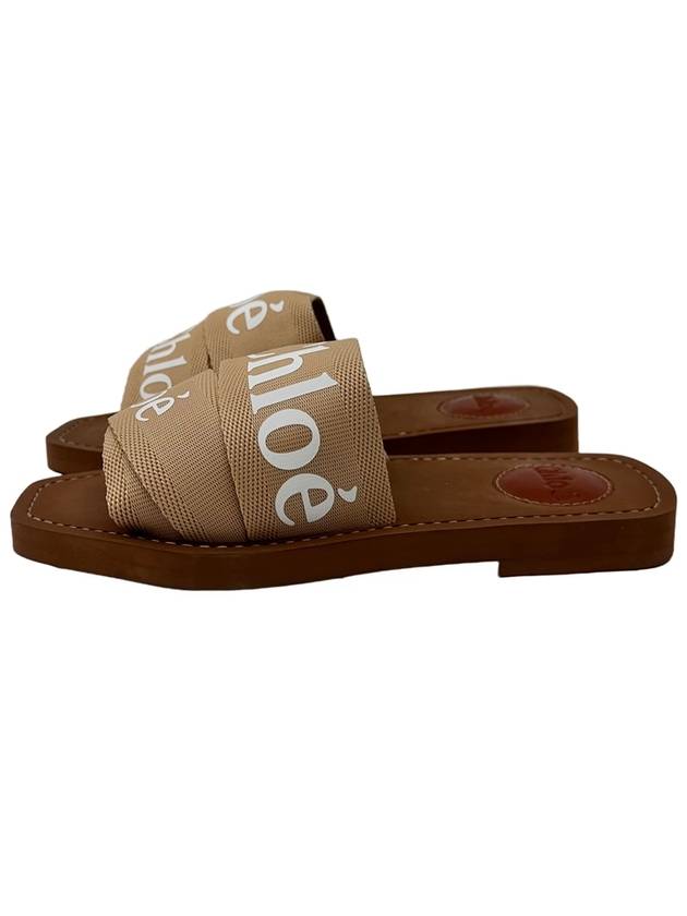 Woody Logo Canvas Strap Flat Mule Beige - CHLOE - BALAAN 3