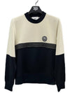 Men's Crew Neck Shiny Fleece Sweatshirt Offwhite Black - AMI - BALAAN 2