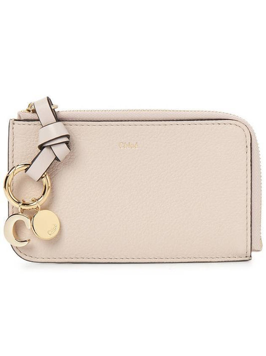 Alphabet Half Zipper Leather Card Wallet Cream - CHLOE - BALAAN 1