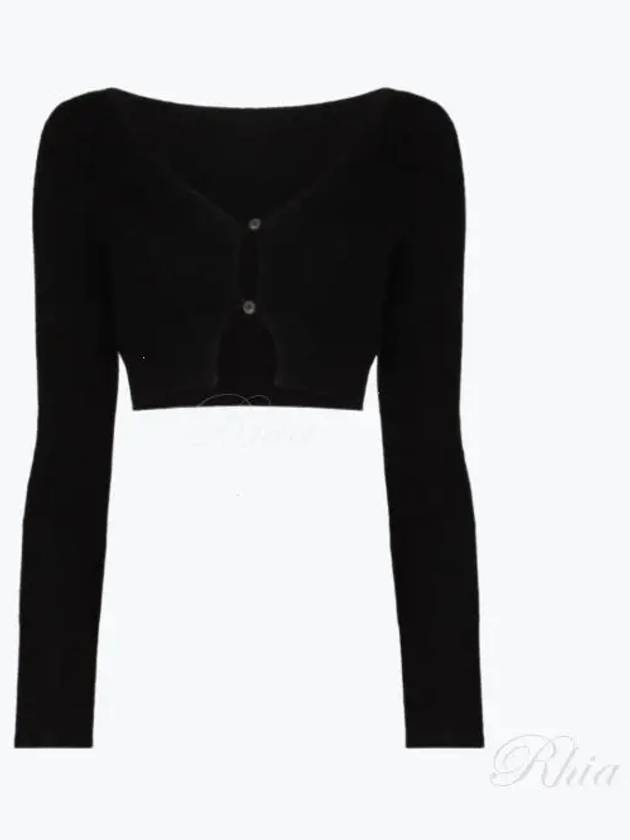 Le Alzou Cropped Mohair Cardigan Black - JACQUEMUS - BALAAN 2