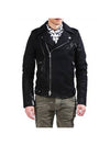 Men's Rider Coated Cotton Biker Jacket Black - BALMAIN - BALAAN 1