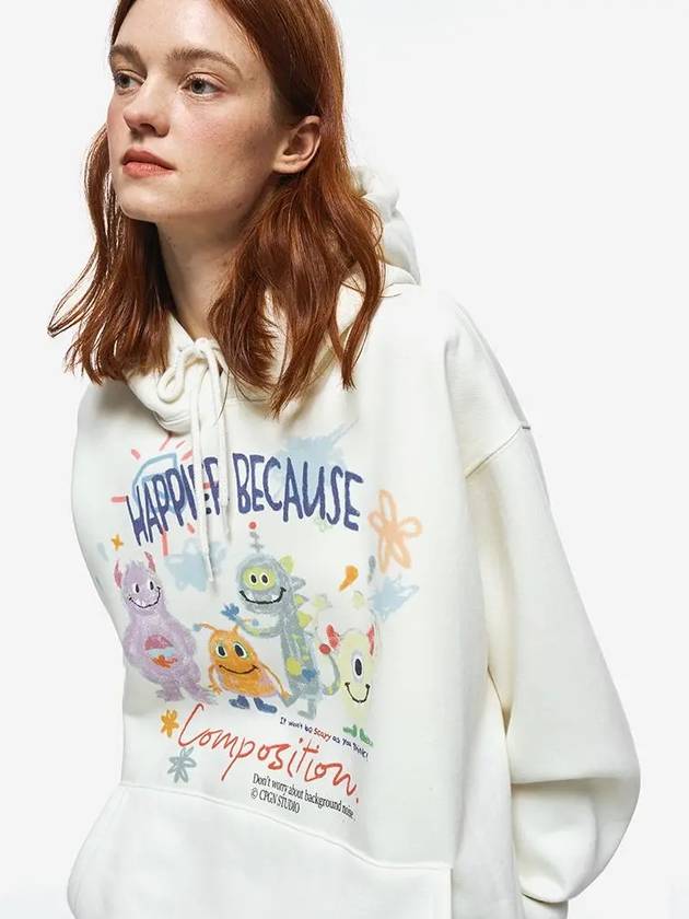 Women DTP Happy a Day Hooded Top Cream - CPGN STUDIO - BALAAN 2