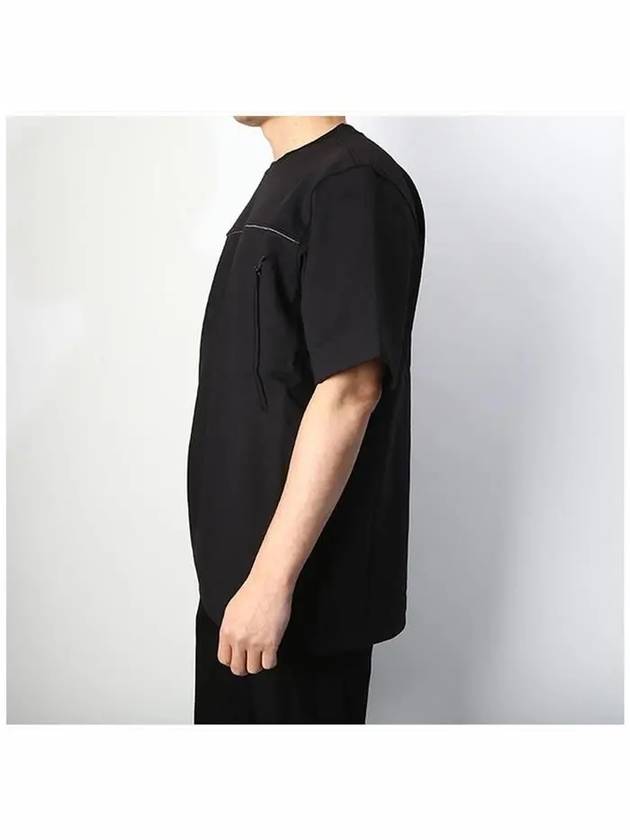 Logo Zipper Pocket Short Sleeve T-Shirt Black - Y-3 - BALAAN 4