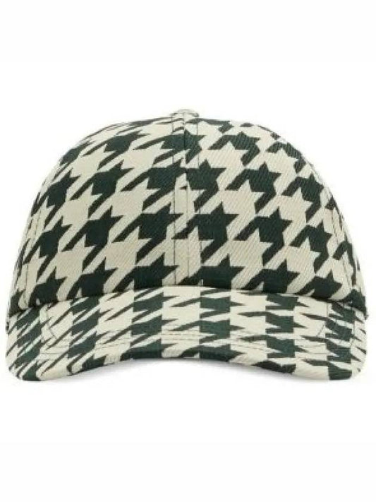 Houndstooth Pattern Cotton Ball Cap Green - BURBERRY - BALAAN 2