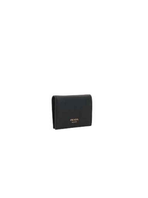 Women's Small Saffiano Smooth Leather Half Wallet Black - PRADA - BALAAN 3