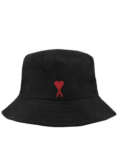 De Coeur Embroidery Bucket Hat Black - AMI - BALAAN 2