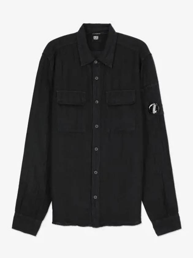 Resin Linen Lens Button Twin Pocket Long Sleeve Shirt Black - CP COMPANY - BALAAN 2