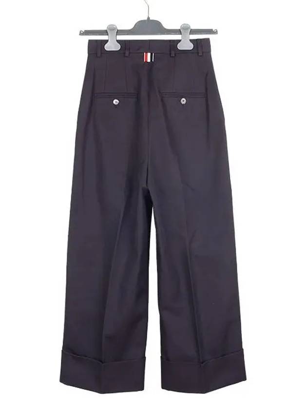 High Waist Cotton Canvas Straight Pants Dark Grey - THOM BROWNE - BALAAN 3