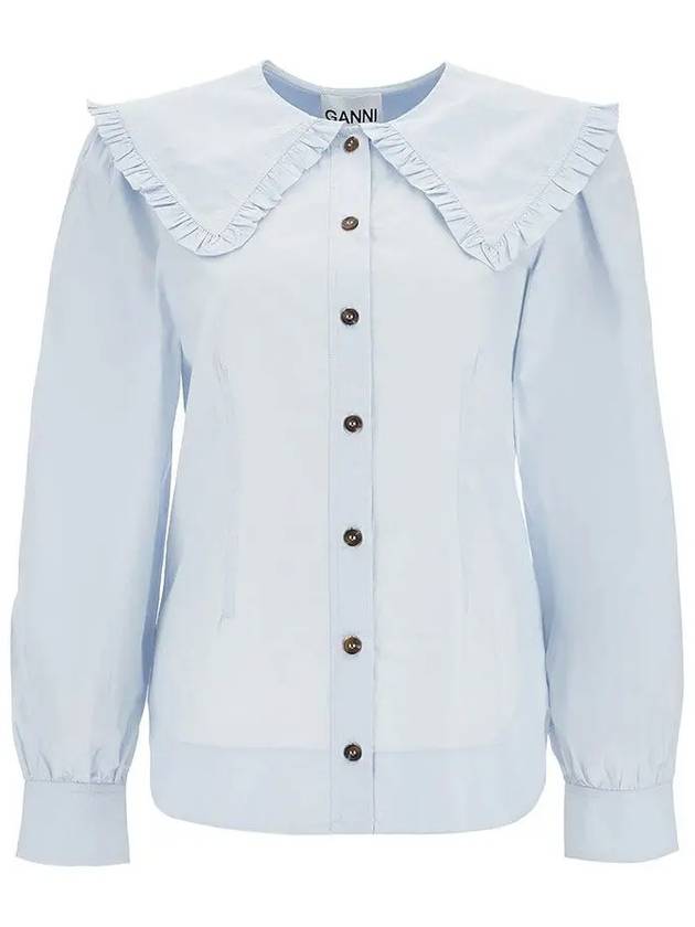 Poplin Frill Collar Shirt Blouse Heather - GANNI - BALAAN 2