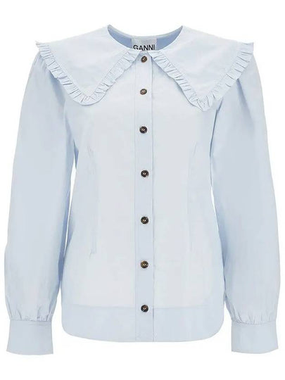 Poplin Frill Collar Shirt Blouse Heather - GANNI - BALAAN 2