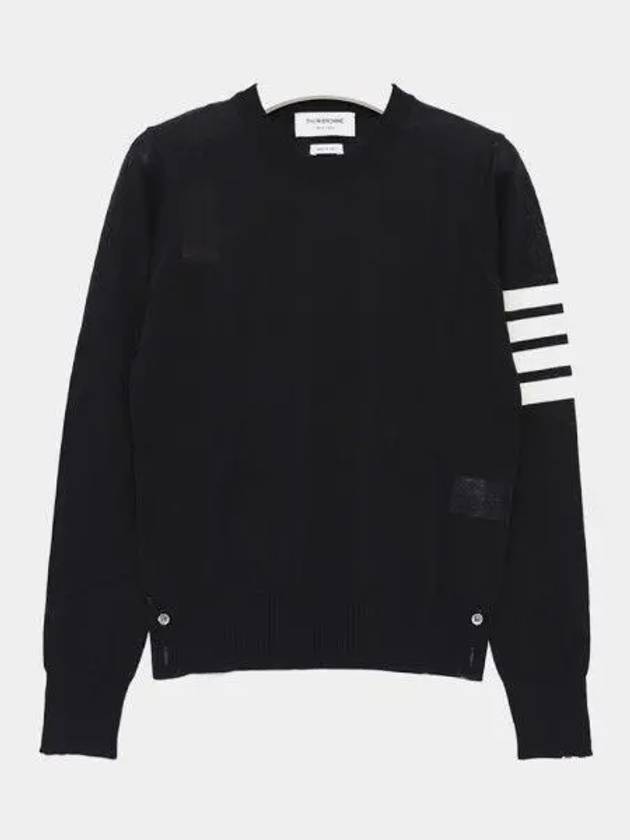 4-Bar Merino Jumper Wool Knit Top Navy - THOM BROWNE - BALAAN 2