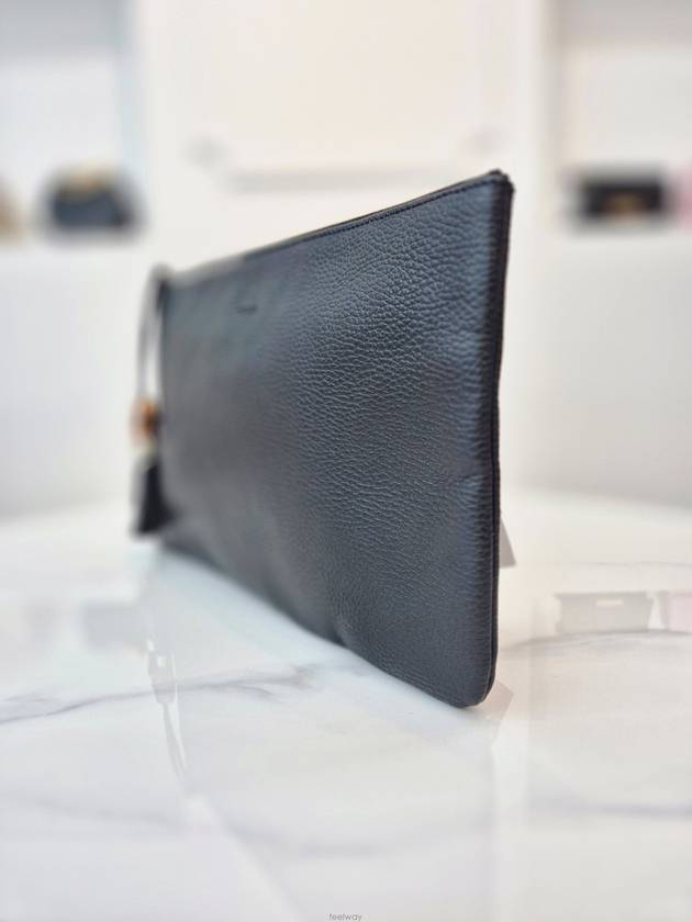 Bamboo tassel leather black clutch bag 449653 - GUCCI - BALAAN 3