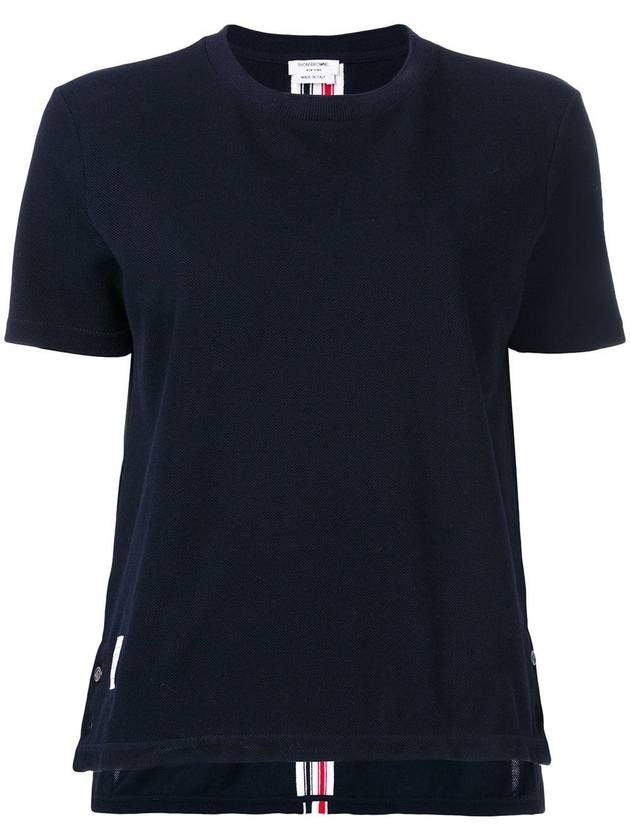 Center Back Stripe Classic Cotton Pique Relaxed Fit Short Sleeve T-Shirt Navy - THOM BROWNE - BALAAN 2