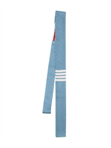 4 Bar Silk Knit Tie Blue - THOM BROWNE - BALAAN 1