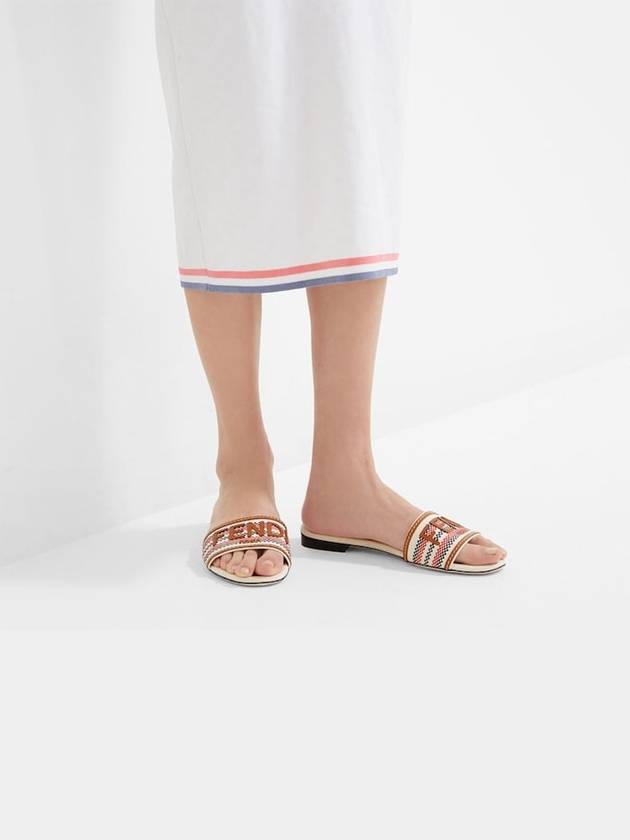 Signature Slides Slipper Beige - FENDI - BALAAN 3