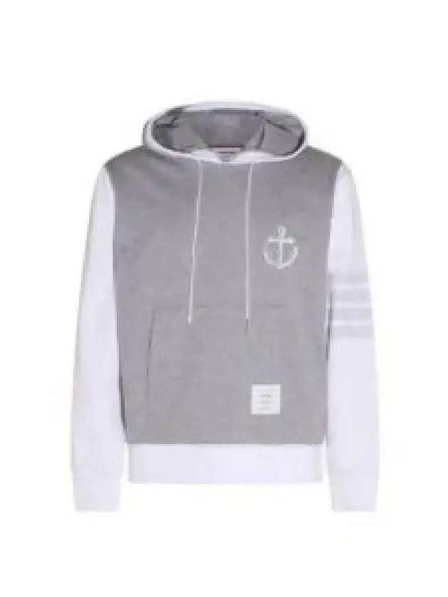 Funmix Lightweight Anchor Loopback 4 Bar Hoodie Grey - THOM BROWNE - BALAAN 2