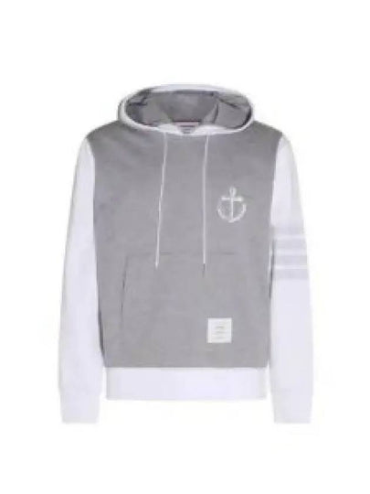 Funmix Lightweight Anchor Loopback 4 Bar Hoodie Grey - THOM BROWNE - BALAAN 2