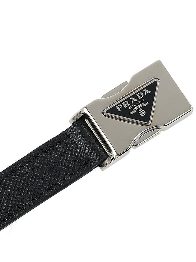 Triangle Logo Buckle Saffiano Leather Bracelet Black - PRADA - BALAAN 9