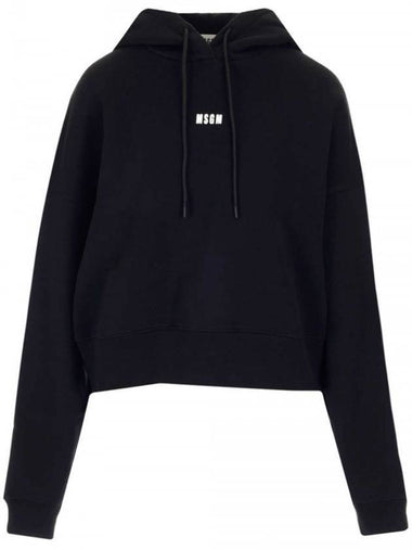 Micro Logo Print Cotton Hoodie Black - MSGM - BALAAN 1