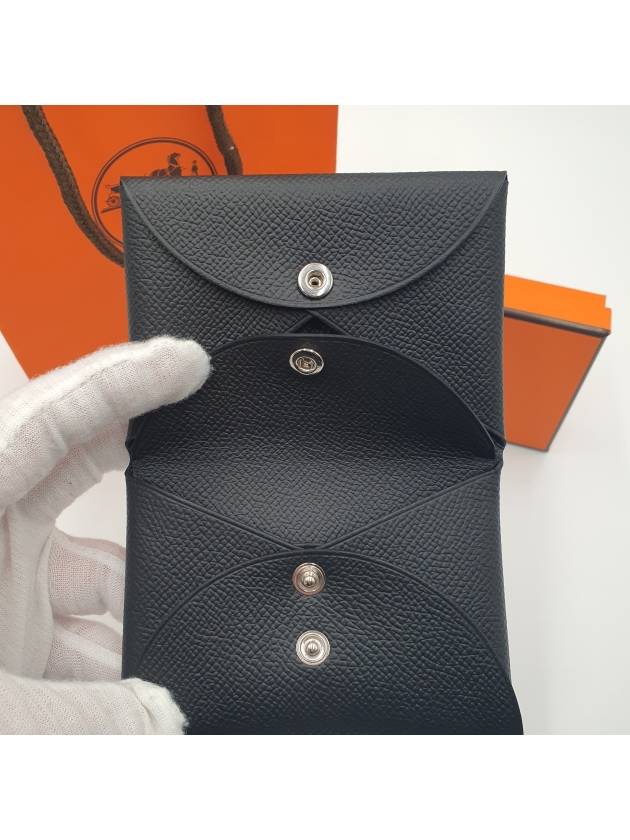 Calvi Duo Card Wallet Noir - HERMES - BALAAN 7