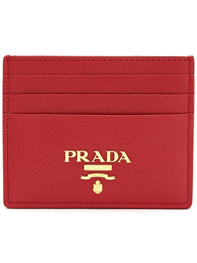 Metal Logo Saffiano Card Wallet Red - PRADA - BALAAN 2